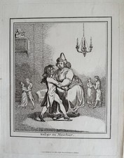 James Gillray print ca 1820. Waltzer au Mouchoir. etching