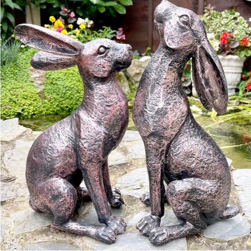 Garden hare ornaments - garden,