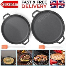 30cm / 35cm Cast Iron Skillet Pan Pre-Seasoned Frying Pizza Non-stick Cookware