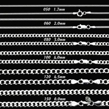 Italian Style Curb Chain Heavy Solid 925 Silver Sterling - For Men Women  Boys