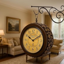 Double Sided Black modern  Wall Clock Antique Style station Christmas Decor Gift