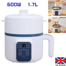 600W Electric Mini Rice Cooker 1.7L Portable Steamer Boiler Bowl Pot Non-Stick