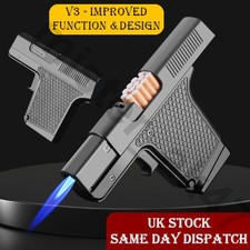 CIGARETTE STORAGE Jet Flame Lighter Gun/Pistol Cigar Case Gift Butane Pipe BBQ/