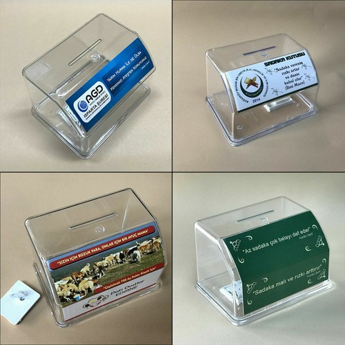 Clear acrylic money box with - money,