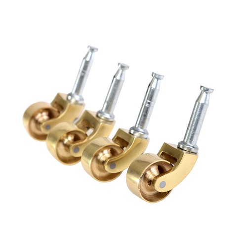 Solid polished brass castors - solid,