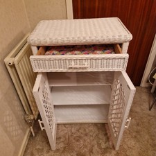 White Wicker Storage Cabinet