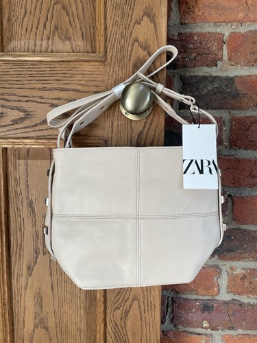 Zara ecru beige bucket bag - zara,