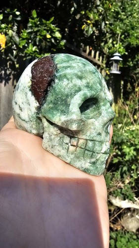 Large druzy moss agate - large, skull