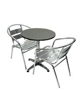 Aluminium Garden Patio Furniture - 2 Aluminium Chairs & 1 Round Aluminium Table