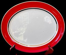 Crownford Burslem England “Scarlet & Gold” Retro Oval Serving Platter 12” 