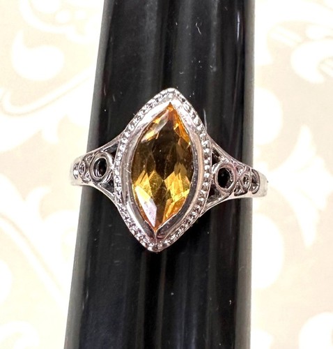 Sterling silver faux marquise - silver,