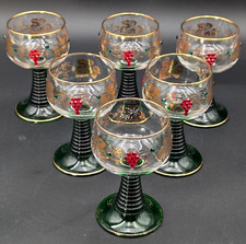 (6) GREEN ARCOROC GLASS WINE