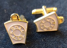 Masonic MARK MASTER MASON Pair of Cufflinks KEYSTONE Gilt/Enamel - 18 x 13 mm