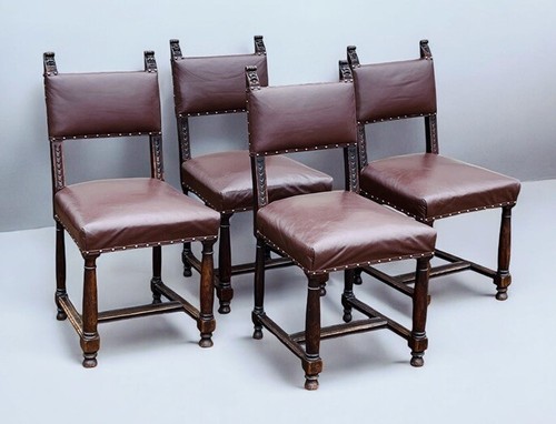 Edwardian oak dining chairs - edwardian,