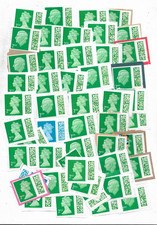 1600] 50 Unfranked GB barcoded 2nd class Definitive stamps on paper