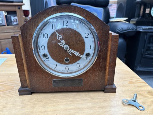 Oak mantelpiece clock fully - mantelpiece,