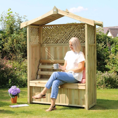 Wooden arbour with storage - with,