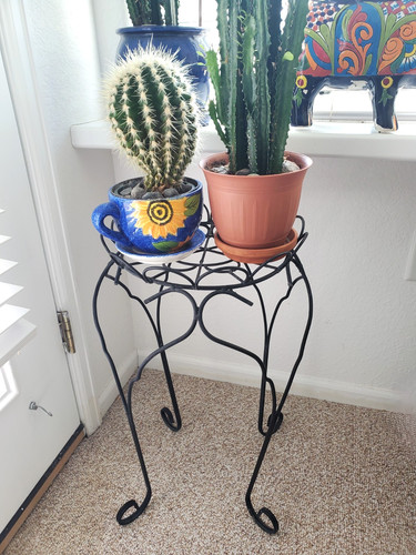 Vtg wrought iron plant - iron, stand-