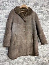Lakeland Ladies Taupe Sheepskin and Suede Coat Size M (PG139F36)
