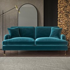 Blue Velvet Sofa 3 Seater Foam