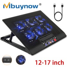 Quiet Laptop Cooler 6 Powerful Fans Gaming Cooling Mat Pad Stand Tilt for 12-17"