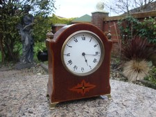 Lovely Antique Edwardian Mahogany Inlaid Satinwood Mantle Clock