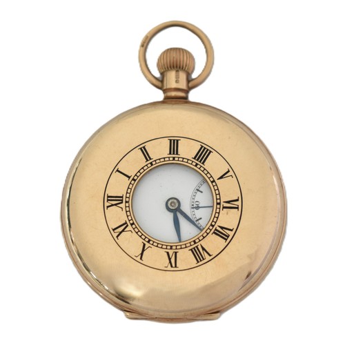 9ct gold half hunter pocket - half,