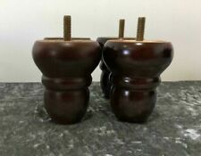 4x Mahogany Finish Wooden Furniture Feet Legs For Sofa, Chairs, Stools, Tables