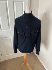 Men’s Blue Barbour Tokito Wool Half Zip Jumper Size Medium