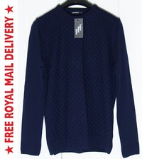 Mens Pullover Cedar Wood State Large Navy Jumper Acrylic, UK Made FREE DELIVERY