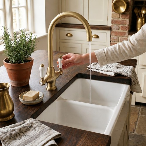 Traditional brass kitchen tap - traditional,