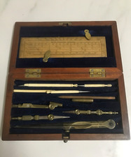 1880 Antique Technical Drawing Instruments by W H Harling No 834 – Incomplete