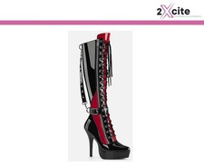 Pleaser High Heel Platform Lace Up Knee Boots Devious Indulge 2028