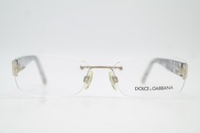 Glasses Dolce Gabbana DG 1218 1077 Gold Black Transparent Rimless New