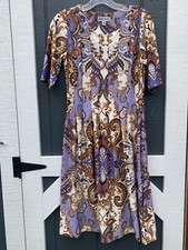 Shelby + Palmer Retro 60’s Paisley Chevron Stretch Sheath Dress 10 Medium M Plea