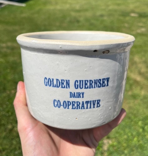 Vintage butter jar golden - butter,