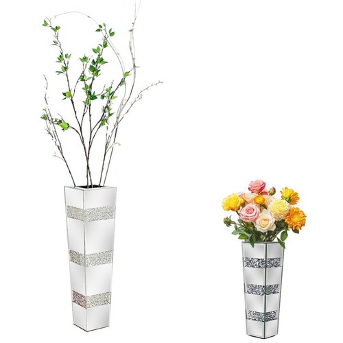 Silver glass centerpiece vase - silver,