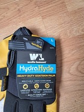 WELLS LAMONT HYDRAHYDE LEATHER HEAVY DUTY WORK GLOVES WATER RESISTANT SIZE LARGE