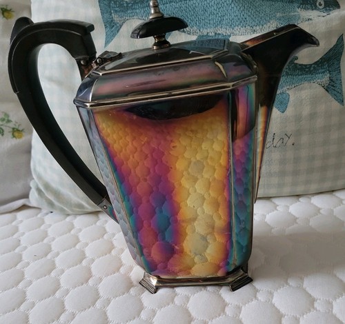 Art deco silver plate teapot - art,