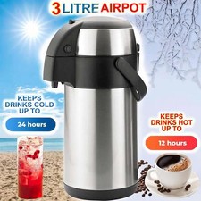 3L Tea Coffee Air Pot Flask Pump Vacuum Insulated Carry Handle Thermal Jug Drink