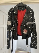 Zara Real Leather Studded Biker Jacket Size L
