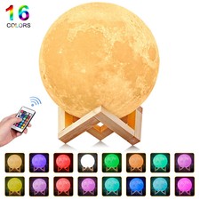16 Colors LED Moon Lamp 3D Star Galaxy Night Light USB Recharge & Remote Control