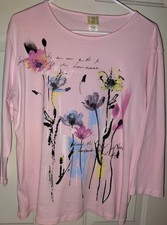 Jess & Jane Pink 100% Cotton Sierra Blouse Top Tunic XL made in USA