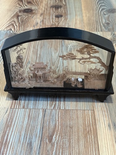 Chinese carved cork diorama - carved, 3d