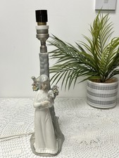 Vintage Lladro Style Porcelain Girl And Lamb Table Lamp Unbranded