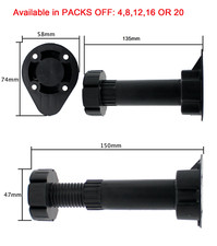150mm Kitchen Unit Legs Feet Cabinet Carcass Plinth Adjustable Base Foot Black