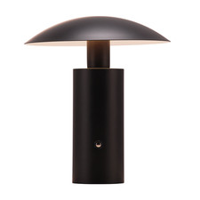 Designer Flat Cone Mushroom Rechargeable and Dimmable Table Lamp in Matte Bla...