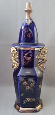 ANTIQUE MASON'S IRONSTONE GOLD FLOWERS MAZARINE BLUE VASE & COVER C1815-25