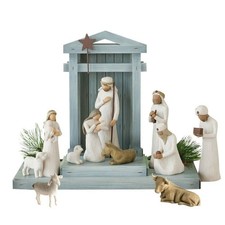 10 PCS Nativity Figures Set Statue Hand Painted Decor Jesus Willow Tree Gifts