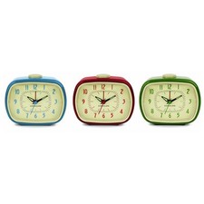 Classic Retro Clock Analogue Battery Operated Alarm Glow In The Dark Hands 
